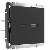 Розетка USB тип A+С черный матовый W1171808