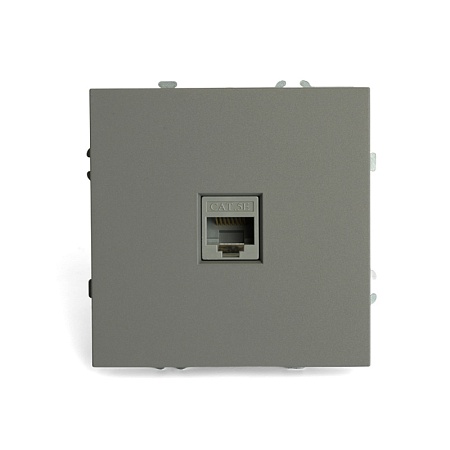 Розетка компьютерная 1-местная RJ-45 (механизм), STEKKER, серия Эмили, RST00-5117-10, платиново-серый, soft touch - фото