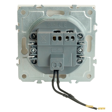 Выключатель 1-клавишный c индикатором (механизм), STEKKER, 250В, 10А, серия Эмили, RSW10-5101-01, белый фарфор, soft touch - фото