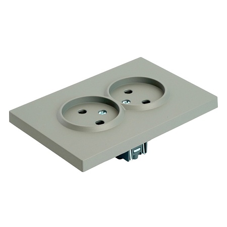 Розетка 2-местная с защитной шторкой, STEKKER, б/з, 250В, 16А, серия Эмили, RST16-5116-10 , платиново-серый, soft touch - фото