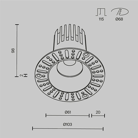 Встраиваемый светильник Technical DL121-15W-3K-TRS-W - фото