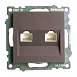 Розетка компьютерная 2-местная RJ-45 (механизм) STEKKER GLS00-7109-04, серия Катрин, шоколад - фото