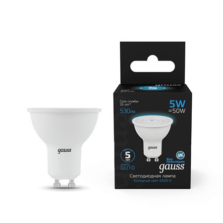 Светодиодная лампа Gauss Софит 5W 530Lm 6500K GU10 101506305 - фото