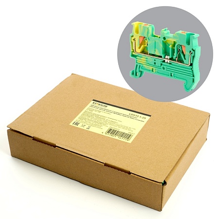 Зажим пружинный, 2-проводной проходной ЗНИ - 2,5 , JXB PT  2,5 , желтый, зеленый LD572-1-25 - фото