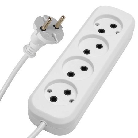 Удлинитель 4-местный б/з Stekker, HM01-40-03, 3м, 2x0,75, серия Home (У10-429), белый - фото