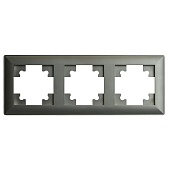 Рамка STEKKER, PFR00-7003-06 3-местная, пластик, серия Катрин, графит