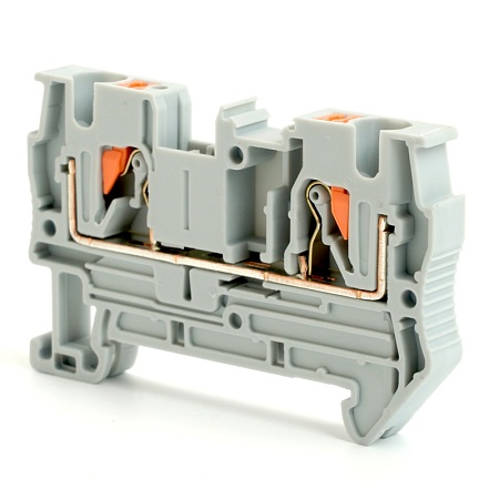 Зажим пружинный, 2-проводной проходной ЗНИ - 4 , JXB PT 4, серый LD572-1-40 - фото