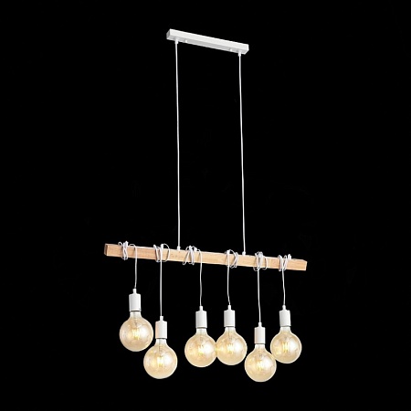 Светильник подвесной Белый, Светлое дерево E27 6*60W SL1142.503.06 - фото