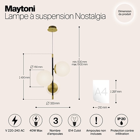 Подвесной светильник Maytoni Nostalgia MOD048PL-03G - фото