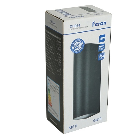 Светильник садово-парковый Feron DH024, на стену, 2*GU10 MR11 230V, черный - фото