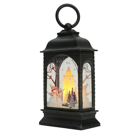 Световая фигура Свеча "Снеговик" 1LED (батарейки в компл), 12,5см, черный, LT128 - фото