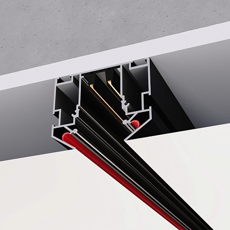 Шинопровод 220 под натяжной потолок ST-Luce Черный Длина 3000мм (Заглушки 2+2 в ком) ST046.439.02 - фото