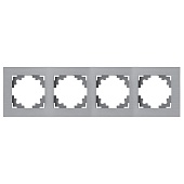Рамка 4-местная, металл, STEKKER, MFR00-7004-03, серия Катрин, серебро