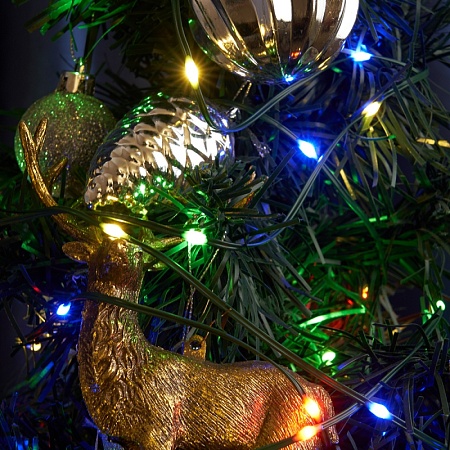 Светодиодная гирлянда Feron CL582 линейная Роса (на плоском проводе) 220V мультиколор c питанием от сети - фото