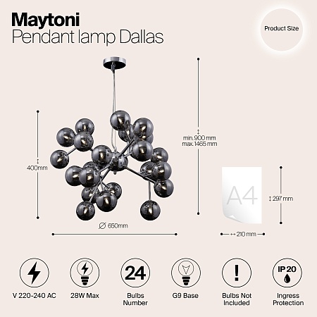 Подвесной светильник Maytoni Dallas MOD545PL-24G - фото