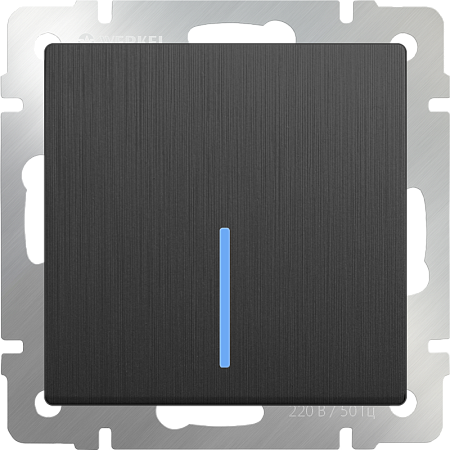 Выключатель одноклавишный с подсветкой графит рифленый WL04-SW-1G-LED - фото