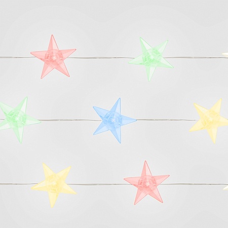 Гирлянда линейная Feron CL571 Звездочки, статичная, 1.8м USB мультиколор, прозрачный шнур - фото