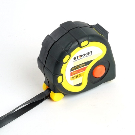 Рулетка STEKKER, 3 м х 16 мм, прорезиненное покрытие, MTS-3 - фото