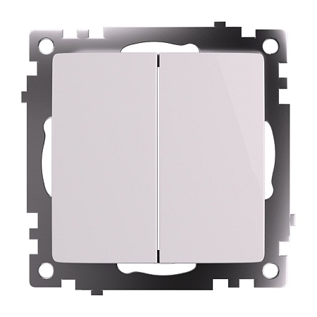 Переключатель 2-клавишный (механизм), STEKKER GLS10-7107-01 , 250V, 10А, серия Катрин, белый - фото