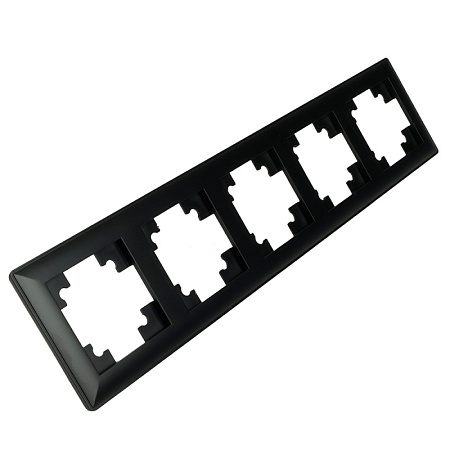 Рамка STEKKER, PFR00-7005-05 5-местная, пластик, серия Катрин, черный - фото