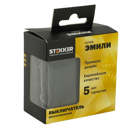 Переключатель перекрестный 2-клавишный (механизм), STEKKER, 250В, 10А, серия Эмили, RSW10-5111-01, белый фарфор, soft touch - фото