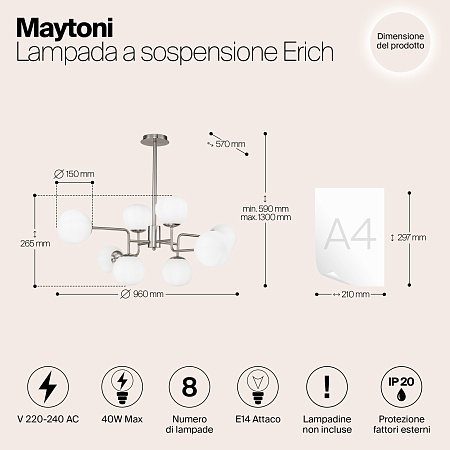 Подвесной светильник Maytoni Erich MOD221-PL-08-N - фото