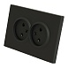 Розетка 2-местная с защитной шторкой, STEKKER,  б/з, 250В, 16А, серия Эмили, RST16-5116-05, черный уголь, soft touch - фото