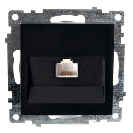 Розетка компьютерная 1-местная RJ-45 (механизм), STEKKER GLS00-7107-05, серия Катрин, черный - фото