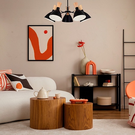 Светильник подвесной Бежевый/Бежевый, Светлое дерево, Золотистый E14 1*40W SLE1256-503-01 - фото