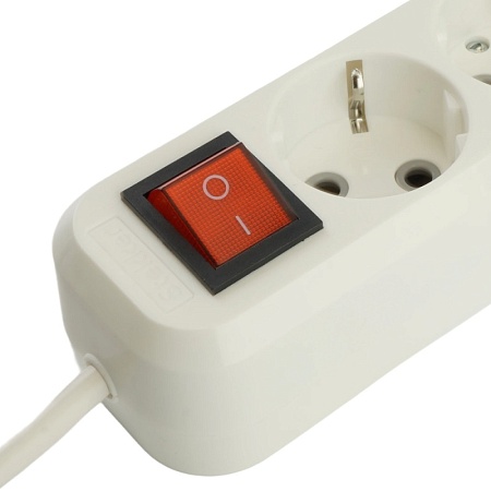 Удлинитель 4-местный с/з с выключ. STEKKER HM071-41-03 3x1мм2, 3м, 250В, 16А, 1USB+2C, 2.4A, сер Home, белый - фото