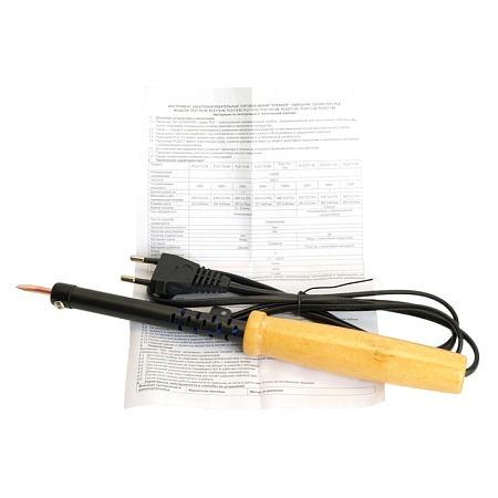 Паяльник с деревянной ручкой 40W, нихромовый нагреватель, долговечное жало, 230В, STEKKER  PLE110-40 - фото