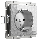 Розетка с заземлением и шторками серебряный W1271106