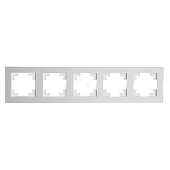 Рамка 5-местная, стекло, STEKKER, GFR00-7005-01М, серия Катрин, белый матовый
