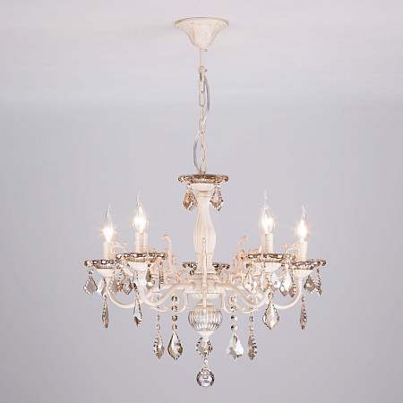 Подвесной светильник Eurosvet 3281/5 белый с золотом / тонированный хрусталь - фото