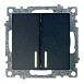 Выключатель 2-клавишный c индикатором (механизм), STEKKER GLS10-7102-05, 250В, 10А, серия Катрин, черный - фото