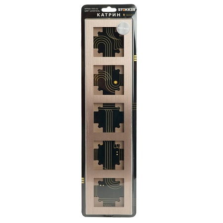 Рамка 5-местная, металл, STEKKER, MFR00-7005-02, серия Катрин, шампань - фото