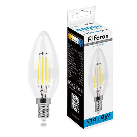 Лампа светодиодная Feron LB-73 Свеча E14 9W 230V 6400K - фото