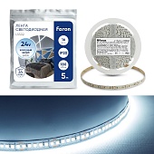 Светодиодная LED лента Feron LS502, 180SMD(2835)/м 16Вт/м 24V 5000*10*1.22мм 6000К IP20