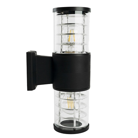 Светильник садово-парковый Feron.ONE DH0802-P, на стену вверх/вниз,  E27 230V, черный пластик - фото