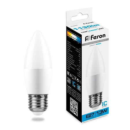 Лампа светодиодная Feron LB-970 Свеча E27 13W 175-265V 6400K - фото