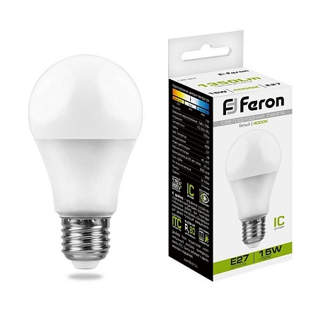 Лампа светодиодная Feron LB-94 Шар E27 15W 175-265V 4000K - фото