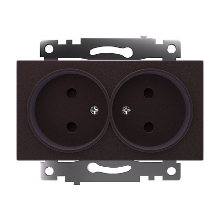 Розетка 2-местная б/з (механизм), STEKKER GLS10-7113-04, 250V, 10А с защитной шторкой, серия Катрин, шоколад - фото