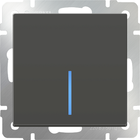Выключатель одноклавишный  с подсветкой серо-коричневый WL07-SW-1G-LED - фото
