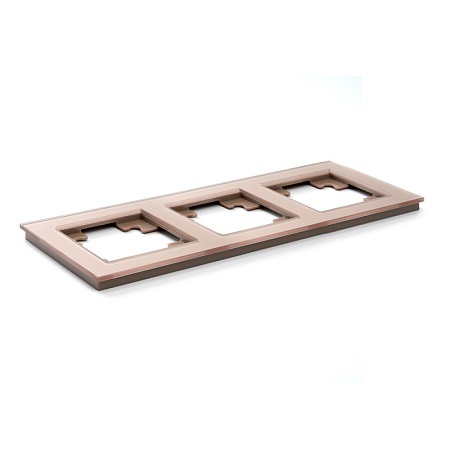 Рамка 3-местная, стекло, ,STEKKER, GFR00-7003-02, серия Катрин, шампань - фото