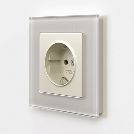 Розетка с заземлением (айвори матовый) W1171062 - фото