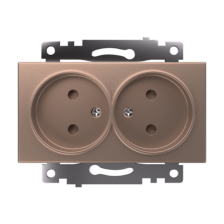 Розетка 2-местная б/з (механизм), STEKKER GLS10-7113-02, 250В, 10А с защитной шторкой, серия Катрин, шампань - фото