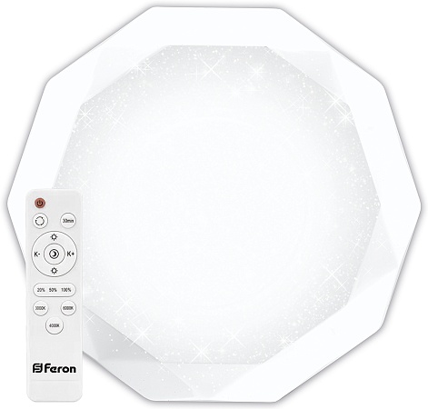 Светодиодный управляемый светильник накладной Feron AL5200 DIAMOND тарелка 36W 3000К-6000K белый - фото