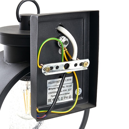 Светильник садово-парковый Feron PL530 на стену вниз 60W E27 230V, черный - фото