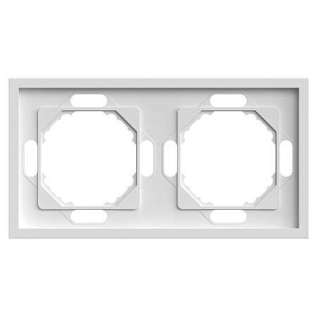 Рамка STEKKER, PFR00-5002-01 2-местная, серия Эмили, белый фарфор, soft touch - фото