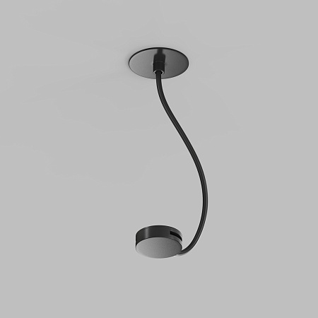 TR5514-BK Встраиваемое основание с возможностью подачи питания треку-ремню Belty, серия Base. Не вмещает блок питания. D65мм, монтажный D50мм, коннектор на проводе, L200-1500мм, IP20, черный, алюминий - фото